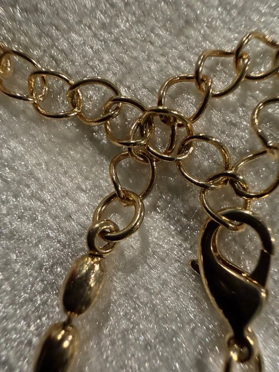 Gold Tone Layered Disc Necklace with Cascading Charms - Picture 8 of 11